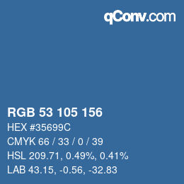 Color code: RGB 53 105 156 | qconv.com