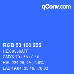 颜色代码: RGB 53 106 255 | qconv.com