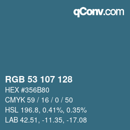 Código de color: RGB 53 107 128 | qconv.com