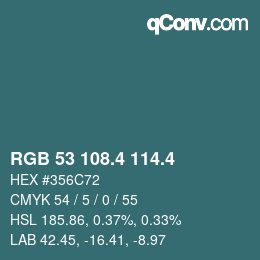 カラーコード: RGB 53 108.4 114.4 | qconv.com