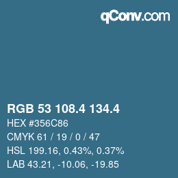 カラーコード: RGB 53 108.4 134.4 | qconv.com
