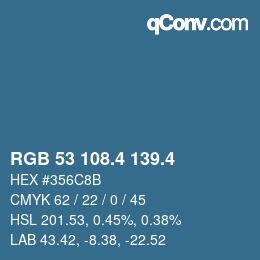 カラーコード: RGB 53 108.4 139.4 | qconv.com