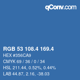 カラーコード: RGB 53 108.4 169.4 | qconv.com