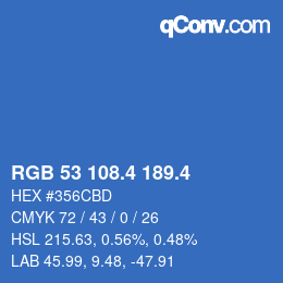 カラーコード: RGB 53 108.4 189.4 | qconv.com