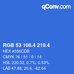 カラーコード: RGB 53 108.4 219.4 | qconv.com