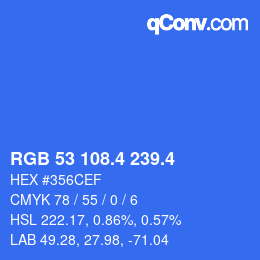 カラーコード: RGB 53 108.4 239.4 | qconv.com
