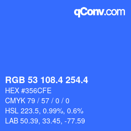 カラーコード: RGB 53 108.4 254.4 | qconv.com
