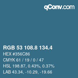 カラーコード: RGB 53 108.8 134.4 | qconv.com