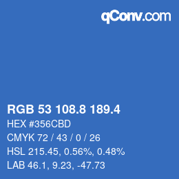カラーコード: RGB 53 108.8 189.4 | qconv.com