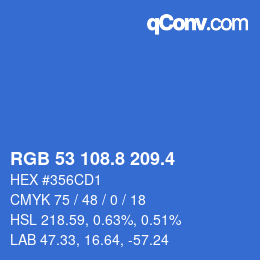 カラーコード: RGB 53 108.8 209.4 | qconv.com