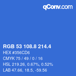 カラーコード: RGB 53 108.8 214.4 | qconv.com