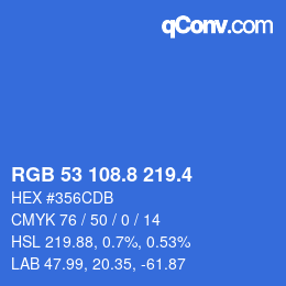 カラーコード: RGB 53 108.8 219.4 | qconv.com