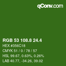 カラーコード: RGB 53 108.8 24.4 | qconv.com