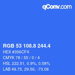 カラーコード: RGB 53 108.8 244.4 | qconv.com