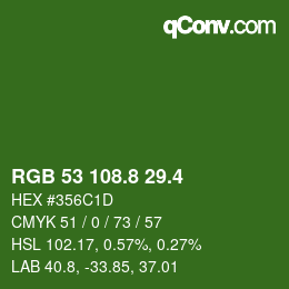 カラーコード: RGB 53 108.8 29.4 | qconv.com