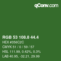 カラーコード: RGB 53 108.8 44.4 | qconv.com