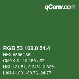 カラーコード: RGB 53 108.8 54.4 | qconv.com