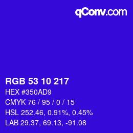Color code: RGB 53 10 217 | qconv.com