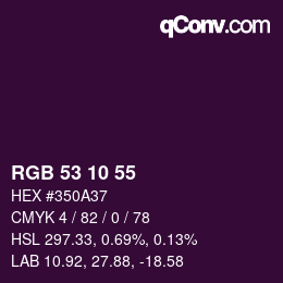 カラーコード: RGB 53 10 55 | qconv.com