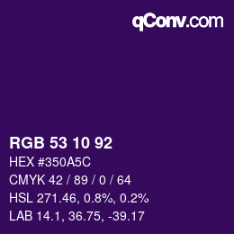 颜色代码: RGB 53 10 92 | qconv.com