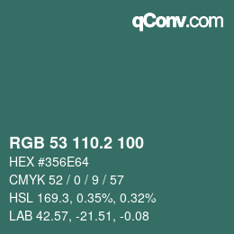 カラーコード: RGB 53 110.2 100 | qconv.com