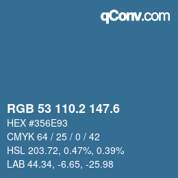カラーコード: RGB 53 110.2 147.6 | qconv.com