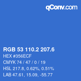 カラーコード: RGB 53 110.2 207.6 | qconv.com