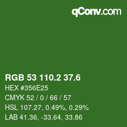 カラーコード: RGB 53 110.2 37.6 | qconv.com