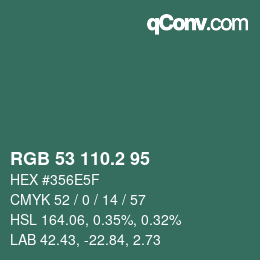 カラーコード: RGB 53 110.2 95 | qconv.com