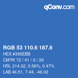 カラーコード: RGB 53 110.6 187.6 | qconv.com