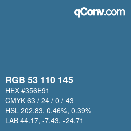 Color code: RGB 53 110 145 | qconv.com