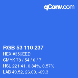 Color code: RGB 53 110 237 | qconv.com