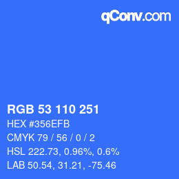 Color code: RGB 53 110 251 | qconv.com