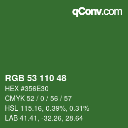 Farbcode: RGB 53 110 48 | qconv.com