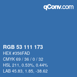 Color code: RGB 53 111 173 | qconv.com