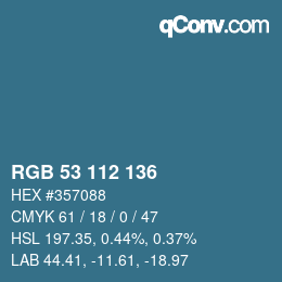 Color code: RGB 53 112 136 | qconv.com