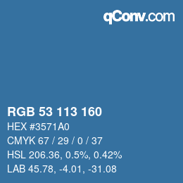 Color code: RGB 53 113 160 | qconv.com