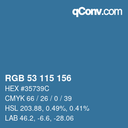 カラーコード: RGB 53 115 156 | qconv.com