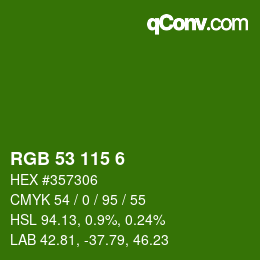 Color code: RGB 53 115 6 | qconv.com