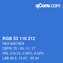 Color code: RGB 53 116 212 | qconv.com