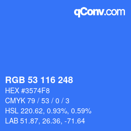 Color code: RGB 53 116 248 | qconv.com