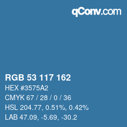 颜色代码: RGB 53 117 162 | qconv.com
