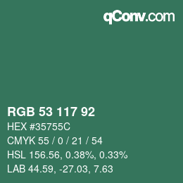 カラーコード: RGB 53 117 92 | qconv.com