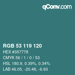 カラーコード: RGB 53 119 120 | qconv.com