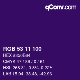 カラーコード: RGB 53 11 100 | qconv.com
