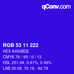 Color code: RGB 53 11 222 | qconv.com