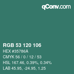 Color code: RGB 53 120 106 | qconv.com
