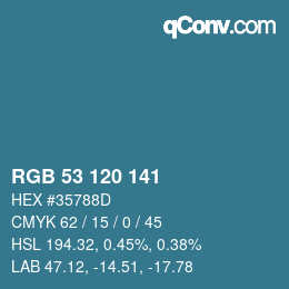 颜色代码: RGB 53 120 141 | qconv.com