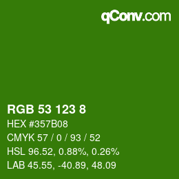カラーコード: RGB 53 123 8 | qconv.com