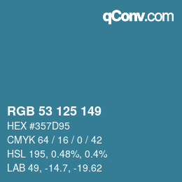 Color code: RGB 53 125 149 | qconv.com